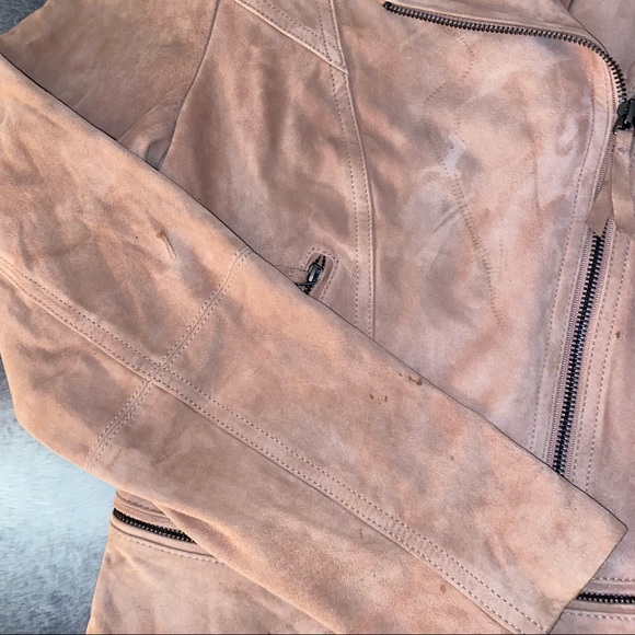 🚫SOLD🚫 White House Black Market Genuine Leather Suede Blush Moto Jacket - Picture 15 of 16
